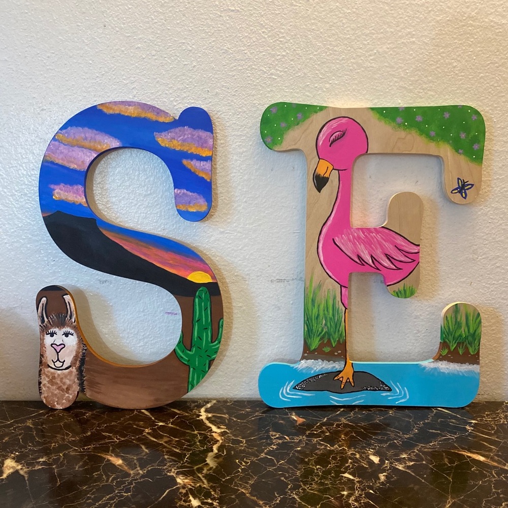 Custom hand painted wooden letters